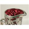 Image 2 : A CRANBERRY GLASS STERLING SILVER OVERLAY EWER