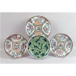 THREE CHINESE FAMILLE ROSE PORCELAIN PLATES