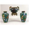 Image 1 : A CHINESE CLOISONNE CENSER AND TWO VASES