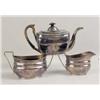 Image 1 : A SILVER PLATED TEAPOT, SUGAR, AND CREAMER