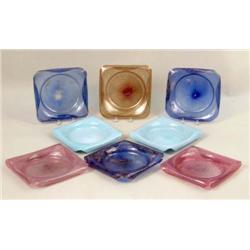 A GROUP OF EIGHT HAND-BLOWN MURANO GLASS PLATES