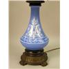 Image 3 : A BLUE-AND-WHITE GLASS OIL LAMP