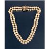 Image 1 : A DOUBLE-STRAND CULTURED PEARL NECKLACE WITH A 14K YELLOW GOLD AND DIAMOND CLASP
