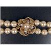 Image 2 : A DOUBLE-STRAND CULTURED PEARL NECKLACE WITH A 14K YELLOW GOLD AND DIAMOND CLASP