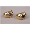 Image 1 : A PAIR OF FRENCH 18K YELLOW GOLD AND SAPPHIRE SHRIMP-FORM EARRINGS