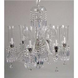 A CRYSTAL SIX-LIGHT CRYSTAL CHANDELIER