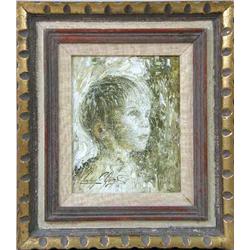 A FRAMED OIL ON CANVAS