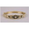 Image 1 : A 14K YELLOW GOLD OPAL, SEED PEARL AND ENAMEL HINGED BANGLE BRACELET