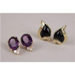 TWO PAIR OF YELLOW GOLD EARRINGS