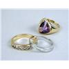 Image 1 : THREE 14K GOLD AND DIAMOND RINGS