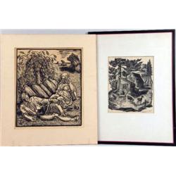 A PAIR OF WPA-ERA WOODCUTS BY MERCEDES HEROLD