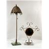 Image 1 : A PATINATED METAL AND GLASS TABLE LAMP