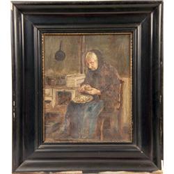 A FRAMED OIL ON CANVAS