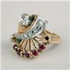 Image 1 : A RETRO 14K ROSE GOLD DIAMOND AND RUBY RING