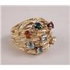 Image 1 : A 14K YELLOW GOLD, DIAMOND, PEARL AND HARDSTONE DOME-FORM RING