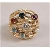 Image 2 : A 14K YELLOW GOLD, DIAMOND, PEARL AND HARDSTONE DOME-FORM RING