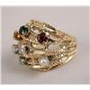 Image 3 : A 14K YELLOW GOLD, DIAMOND, PEARL AND HARDSTONE DOME-FORM RING
