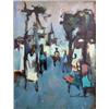 Image 1 : AN OIL ON BOARD OF A STREET SCENE