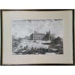 A FRAMED PIRANESI ARCHITECTURAL ETCHING