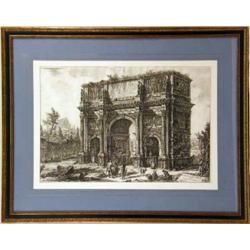 A FRAMED PIRANESI ARCHITECTURAL ETCHING