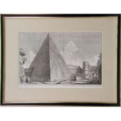 A FRAMED PIRANESI ARCHITECTURAL ETCHING