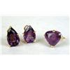Image 1 : A 13K YELLOW GOLD AMETHYST RING WITH A PAIR OF EARRINGS