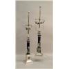Image 1 : A PAIR OF JASPERWARE AND SILVER PLATED LAMPS