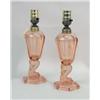 Image 1 : TWO PINK SANDWICH GLASS WHALE OIL LAMPS