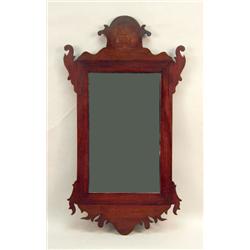 A CHIPPENDALE INLAID MAHOGANY MIRROR