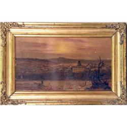 A SMALL OIL ON CANVAS