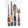 Image 1 : A GROUP OF FOUR SILVER-MOUNTED HORN HANDLED SERVING FLATWARE ITEMS