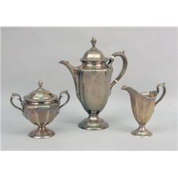 A GORHAM THREE PIECE STERLING SILVER COFFEE SERVICE