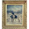 Image 1 : A FRAMED OIL ON CANVAS OF TWO DOGS