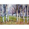 Image 2 : A FRAMED OIL ON CANVAS DEPICTING BIRCH TREES