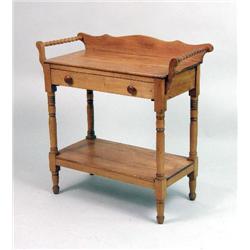A RICHARD BYRNE-SIGNED GOLDEN OAK TWO-SHELF WASH STAND