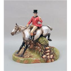 A LARGE LIMITED EDITION ROYALE STRATFORD STAFFORDSHIRE FIGURAL GROUP, "THE HUNTING GENTLEMAN"