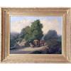 Image 1 : A FRAMED OIL ON CANVAS OF A HORSE-DRAWN CART AND PEASANTS ON A COUNTRY ROAD