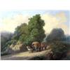 Image 2 : A FRAMED OIL ON CANVAS OF A HORSE-DRAWN CART AND PEASANTS ON A COUNTRY ROAD
