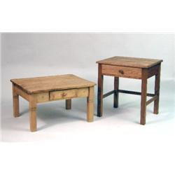 TWO SQUARE PINE TABLES