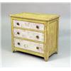 Image 1 : A PAINT-DISTRESSED YELLOW THREE-DRAWER PINE CHEST
