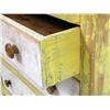 Image 5 : A PAINT-DISTRESSED YELLOW THREE-DRAWER PINE CHEST