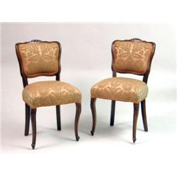 TWO UPHOLSTERED FRENCH SIDE CHAIRS