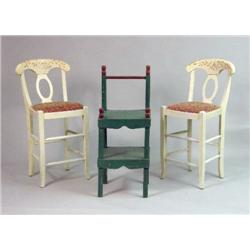 FOUR CONTEMPORARY PAINTED BAR STOOLS