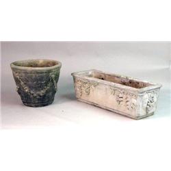 TWO CONCRETE OUTDOOR PLANTERS