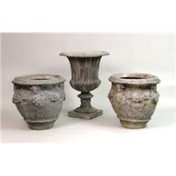 EIGHT MOLDED COMPOSITION PLANTERS