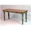Image 1 : A NATURAL PINE AND GREEN-PAINTED CONSOLE TABLE