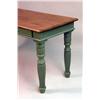 Image 2 : A NATURAL PINE AND GREEN-PAINTED CONSOLE TABLE