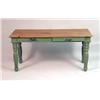 Image 4 : A NATURAL PINE AND GREEN-PAINTED CONSOLE TABLE