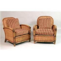 TWO "PALECK" RATTAN CLUB CHAIRS