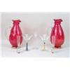 Image 1 : TWO HAND-BLOWN CERISE GLASS WINE JUGS